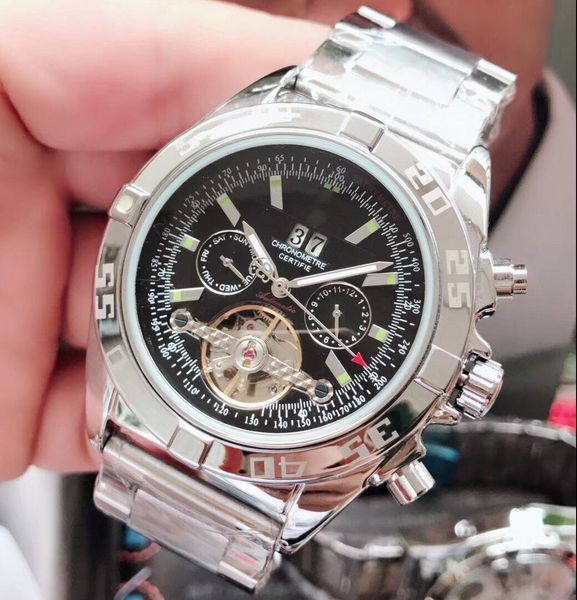 

men's mechanical watches fashion automatic mechanical big flywheel jiang hollow out five needle sell well all over the world rr