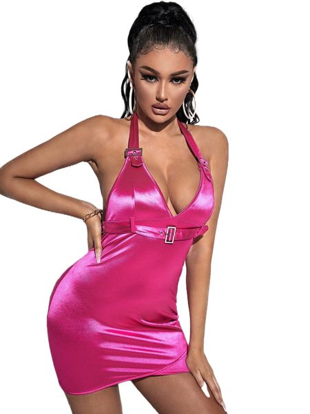 

sxy backless deep v neck satin dress b3mb#, Black;gray