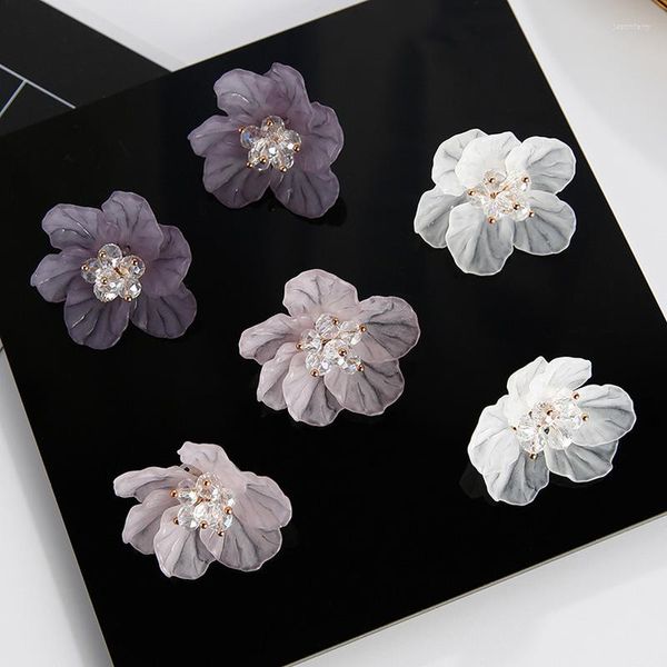 Baumelnde Ohrringe Kronleuchter Übertreibung weiß lila Blume für Frauen 2022 koreanische süße süße Acrylharz großes Blumenblütenblatt trendy