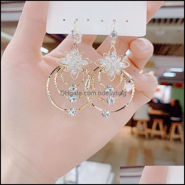 

dangle chandelier earrings jewelry fashion fine crystal flowers drop joker mtilayer geometric circa dhujm, Silver