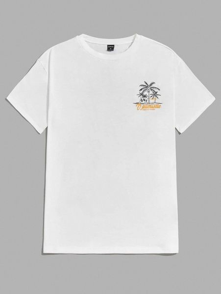 

men tropical and letter graphic tee m5wi#, White;black
