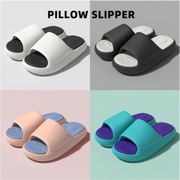 

summer cloud pillow slides sandalshouse women platform spa shower shoesmen soft colorful sole indoor home cute slippers 220628, Black