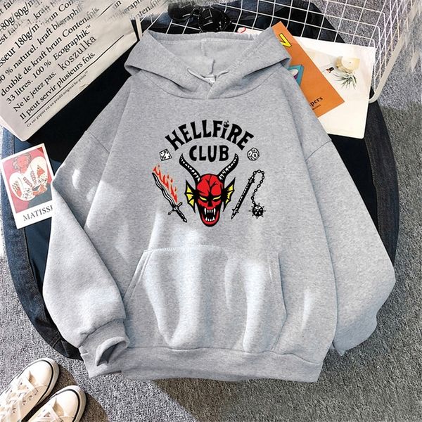 

things season 4 hellfire club hoodie harajuku str sweatshirt men/women oversized hoodies graphic printed clothes streetwear 220813, Black