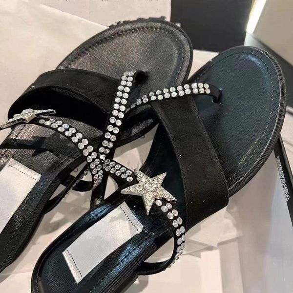 

designer sandals flat flipflops star flip flop slide sandal slipper shoes women fashion c diamond bling slides slip on slippers ladies cryst, Black