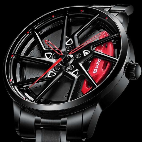 Нарученные часы роскошные спортивные автомобильные колеса для мужчин Top Brand Amg Rim Dial 3D Fashion's Men's Waterpronation Relogio Masculinowristwatches