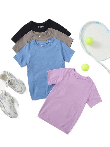 

4pcs seamless stitching raglan sleeve sports tee 47nv#, Gray