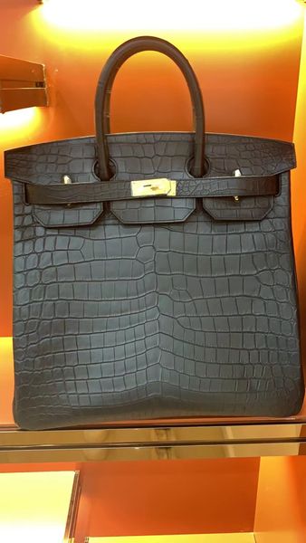 

wholesale price 50cm man totes brand handbag matte crocodile skin luxury purse fully handmade quality stitching with wax line stitching