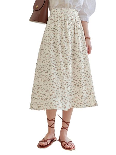 

dazy ditsy floral high waist a-line skirt i0dy#, Black