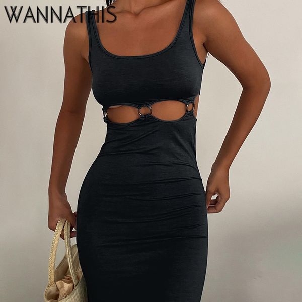 

cotton hollow out sleeveless circle women backless v-neck party dress for women solid mid-calf summer dress 2022, Black;gray