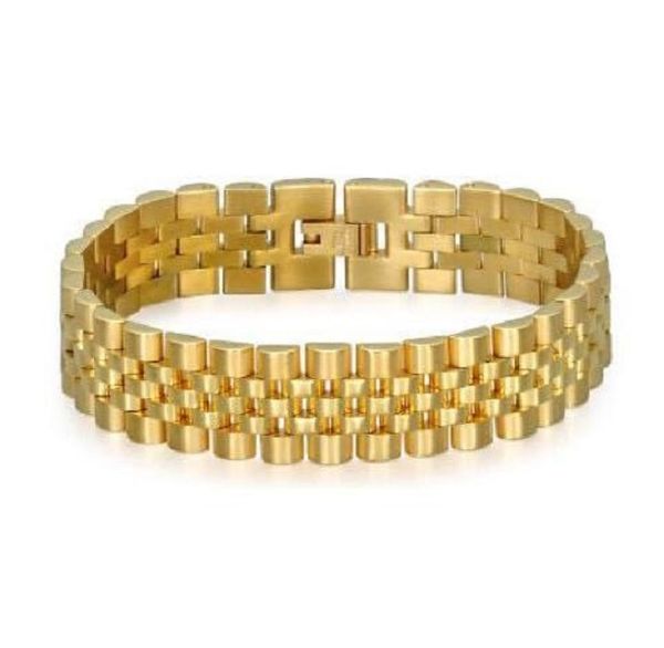 

18k gold plated geometric bracelet men's tank stainless link chain bracelet, Black