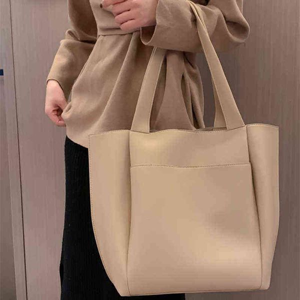 

evening bags large capacity big square simple shoulder pu leather handbags and purse retro tote women's 220608