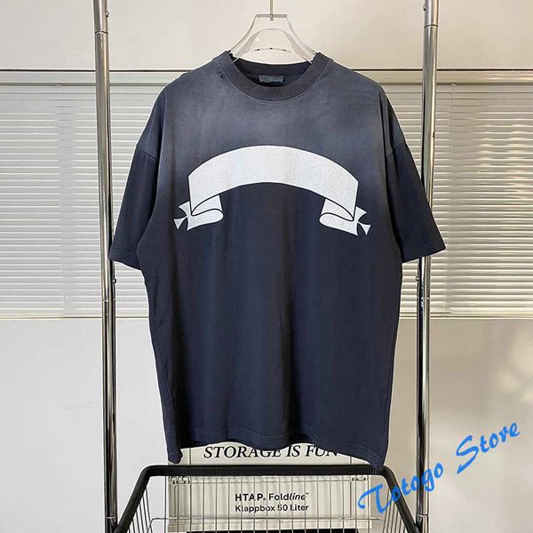 

heavy fabric streetwear gray askyurself t-shirts washed do old retro reel printing o-neck simple summer casual man women tee, White;black