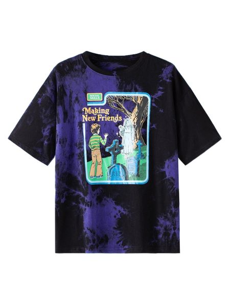 

romwe x stevenrhodes figure tie dye tee x3vq#, White