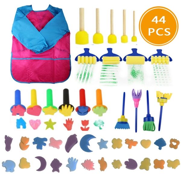 Sünger Boyama Fırçaları Kit Mini DIY Kitleri Erken Öğrenme Çocuklar Çizim şekilleri boya seti çocuk oyun hediye 220428