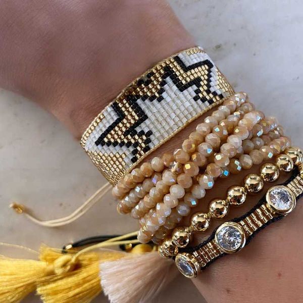 

charm bracelets go2hobo miyuki set for women handmade multilayer crystal tassel jewellery beaded bracelet designerÂ jewelry, Golden;silver