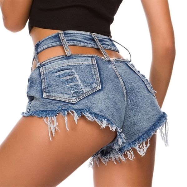 

women push up micro short jeans femme mini shorts hollow night club denim shorts female high waist summer thong jeans t200602, White;black