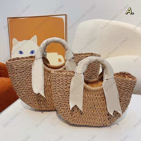 

evening bags designer shopping bag fashion semi-circular straw woven totes women handbag 5a single shoulder bag classic summer picnic bags