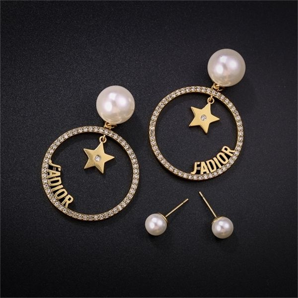 

2022 20% off designer jewelry d family circle pearl earrings for women fashion star of, Golden