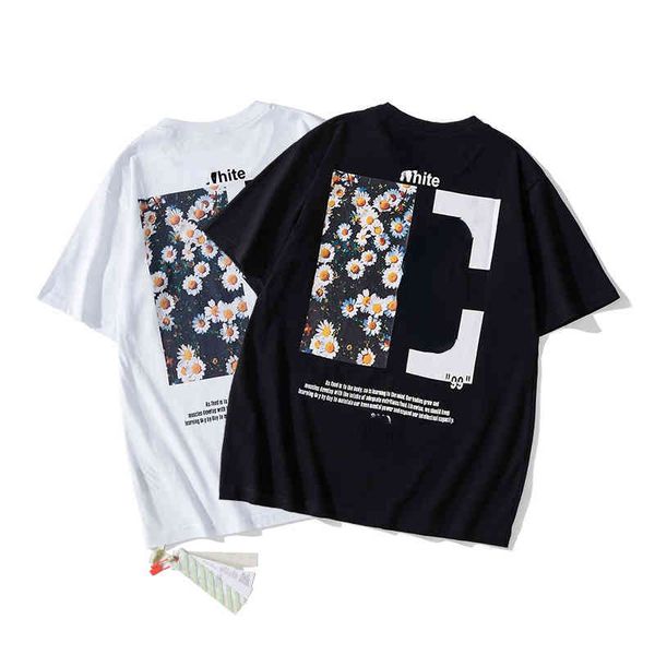 

inschao brand daisy zhilong branded graffiti arrow same style ow short sleeve t-shirt men's and women's flower white, White;black