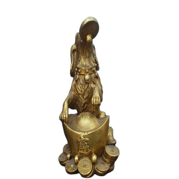 

china old brass statue gold money dog copper statue, Black