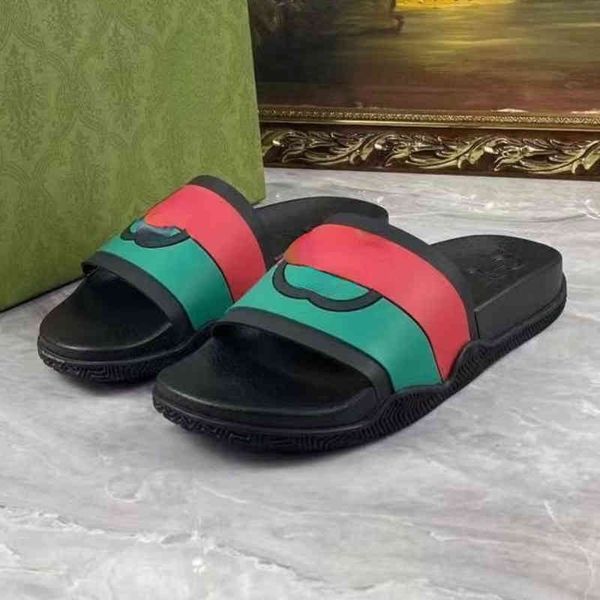 

men's shoe designer leather slippers g22 classic two-color stitching fashion double g summer non-slip wear-resistant loafers men and wo, Black