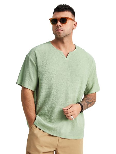 

extended sizes men notched neckline shirt c5nm#, White;black