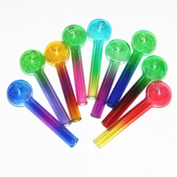 Pipa per bruciatore di olio in vetro pyrex mini arcobaleno da 10 cm Tubi di vetro colorato di alta qualità punte per unghie pipe per fumare