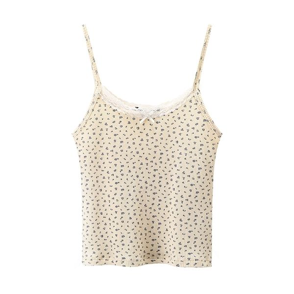 

puwd y2k sweet girl knitted cotton lace sleeveless summer fashion ladies slim camis vest chic women casual 220316, White