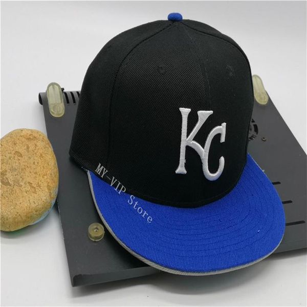 

2021 fashion fitted caps kansas hip hop size hats letter kc baseball flat peak for men women full closed231l, Blue;gray