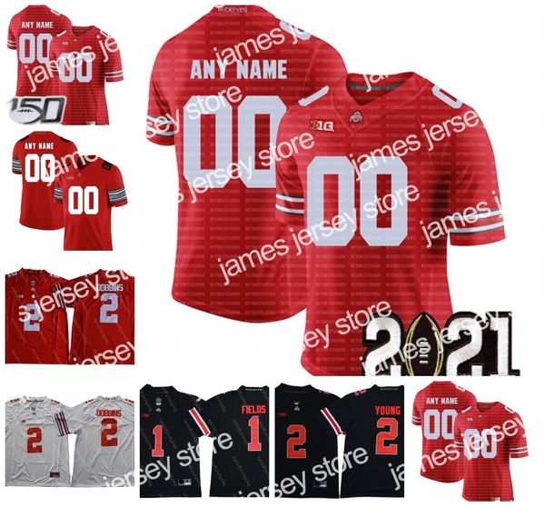 

football jerseys custom ohio state buckeyes footbball jerseys 8 trey sermon justin fields 4 julian fleming 11 jaxon smith-njigba 2 chase you, Black;red