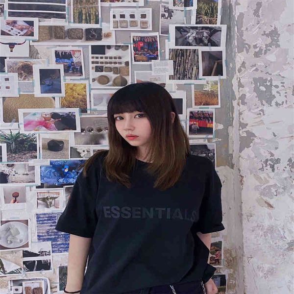 

50% discount bagsfog new 2022 double summer thread essentials fashion brand loose cotton rubber letter short sleeve, White;black