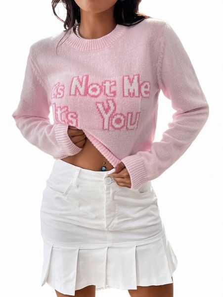 

slogan pattern ribbed knit sweater l097#, White;black