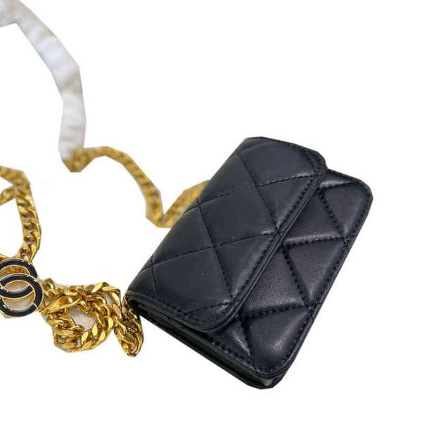 

5a2022ss spring summer 22p ladies waist vanity with chain bags classic mini flap enamel sign coin tiny bust crossbody cosmetic case designer