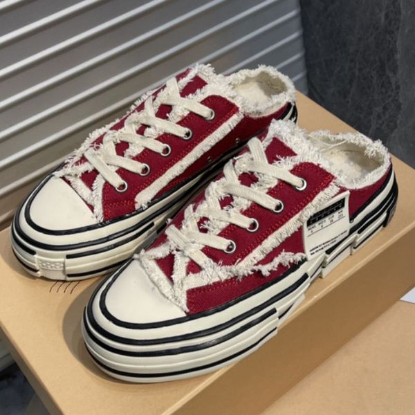 

2022 designer women shoes the latest couples vessel beggar vulcanized canvas sneakers men low help outdoor casual shoe half slippers size :3, Black