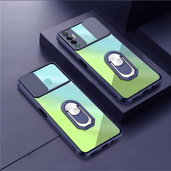 Slide Lens Protection Phone Capas telefônicas para Samsung Galaxy A52 A72 A42 A32 5G A51 A71 A50 A21S S21ultra Clear Acrílico Anel Capa