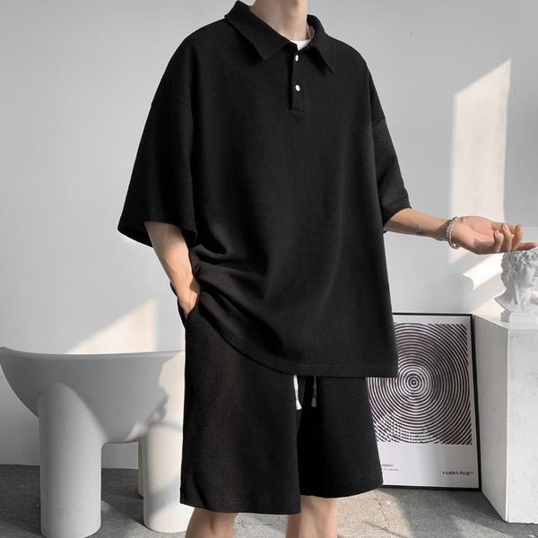 

men's tracksuits men039s sports suit tshirt trend korean short sleeved summer fashion brand hong kong style fblz, Gray