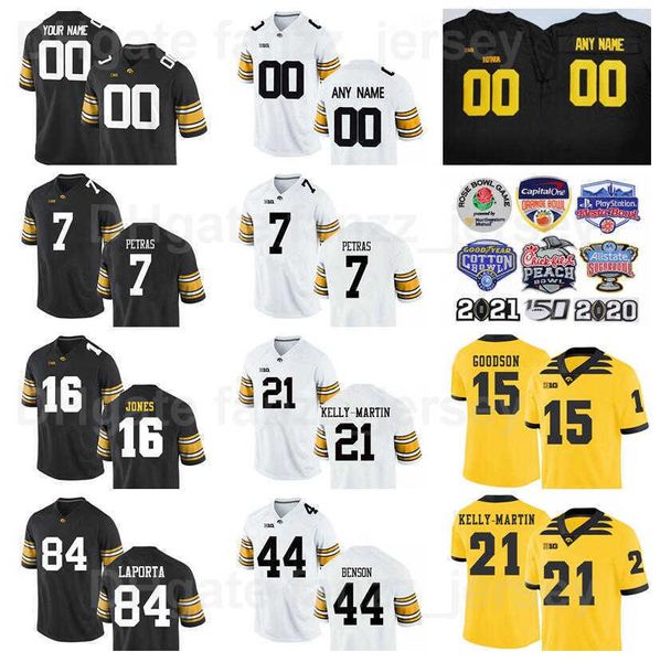 NCAA College Football Iowa Hawkeyes Maglie Uomo 7 Spencer Petras 15 Tyler Goodson 21 Ivory Kelly-Martin 84 Sam LaPorta 16 Charlie Jones 44 Seth Benson University