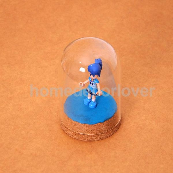 

# novelty items #modern handcraft glass dome cover dry flower vase with wood cork base landscape figures model display artwork