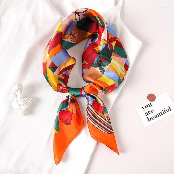 Fliegen 70 70 cm Mode Seide Satin Haar Schal Frauen Taschentuch Gedruckt Weibliche Quadratischen Kopf Bandana Kleiner Hals Schalldämpfer Hijab Dame Mädchen Fier