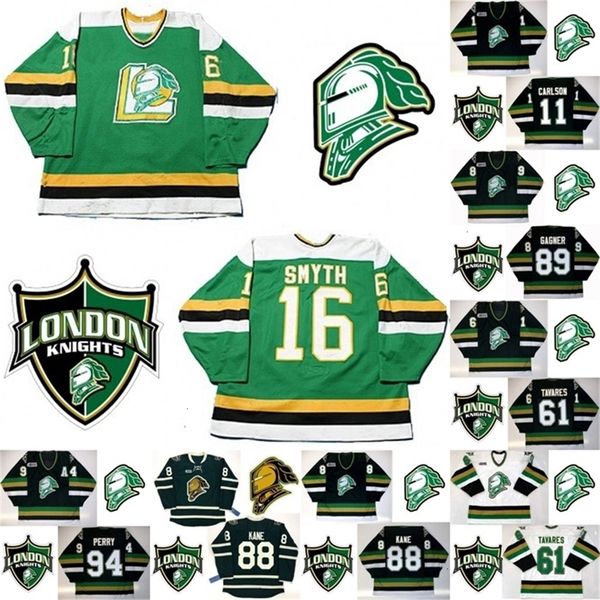 VipCeoMit London Knights 8 Jason Glover 11 John Carlson 94 Corey Perry 89 Sam Gagner 41 Jason Allison 16 Brad Smyth 20 Louie DeBrusk Maglia da hockey