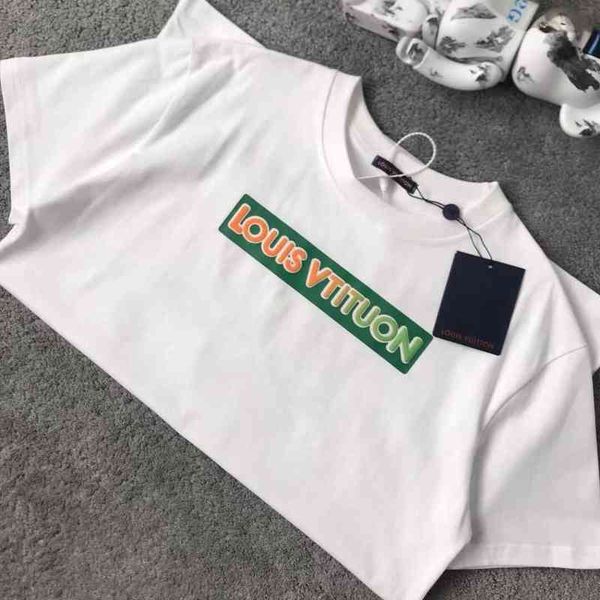 

designer clothing station summer new product letter printing men's and women's pure cotton short sleeve t-shirt, White;black