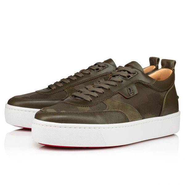 

men casual shoes brand paris reds sole sneaker spiked low shoes jacquard army calf leather outdoor orlato sports trainers red botto, Black