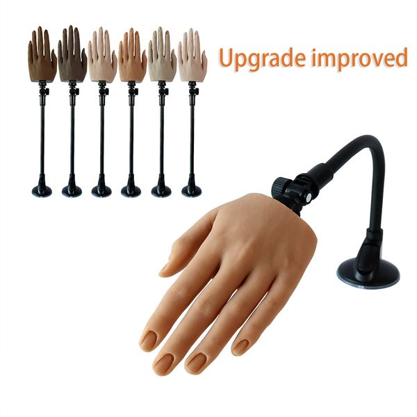 Mãos para praticar unhas unhas mannequin acrílico modelo arte flexível Treinamento de manicure Dicas de ferramentas de dedo Fake Silicone Gel 220726