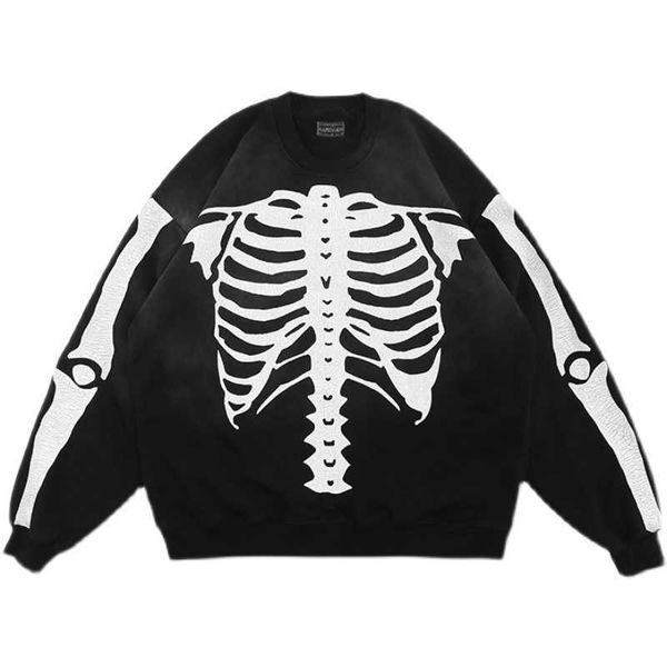 

men's hoodies kapital man hirata hehong skeleton splicing cotton washing used loose sweater tide brand retro coat, Black