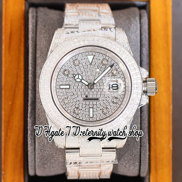 

2022 sf 116769 116758 2813 automatic mechanical 40mm mens watch 116610 paved diamonds dial double row diamond bezel fully iced out diamond b, Slivery;brown
