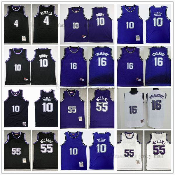 

retro mitchell and ness basketball 55 jason 16 peja williams webber 10 mike 4 chirs bibby stojakovic blue jersey size s--xxl, Black;red