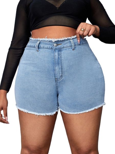 

plus raw hem denim shorts r5ey#, White;black