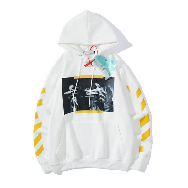 

mens loose fashion offs hoodies brand classic sweatshirts hoodie cotton pullover long sleeved back oil paint arrow x men women hooded jacke, Black
