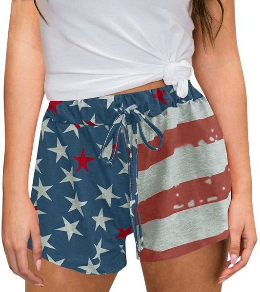 

womens july 4th american flag shorts with drawstring e5dj#, White;black