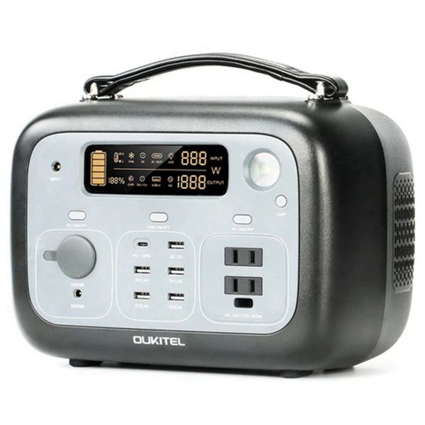 

oukitel p501 portable power station 505wh 140400mah portable generator 500w ac outlet - grey
